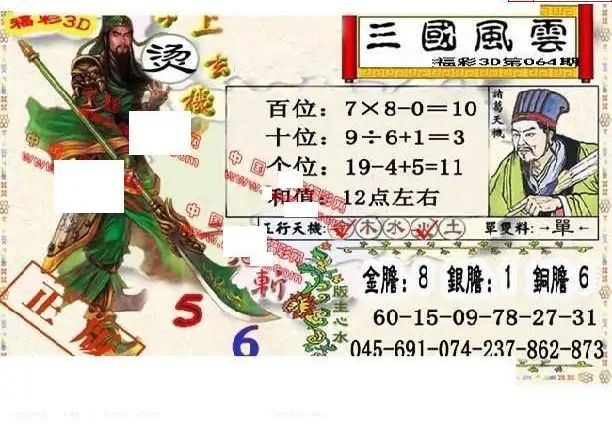 25064期: 福彩3D丹东全图分析