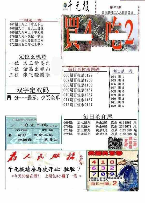 24072期: 福彩3D全套图版参考