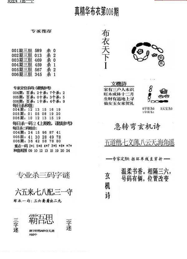 25006期: 福彩3D全套图版参考