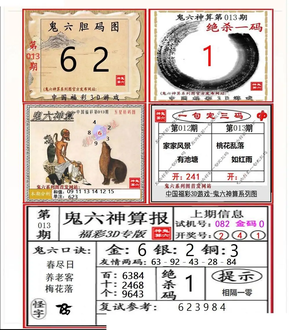 26013期: 福彩3D鬼六神算图