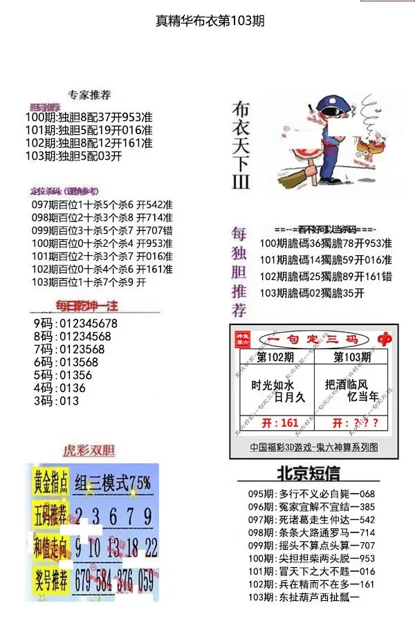 25103期: 福彩3D全套图版参考