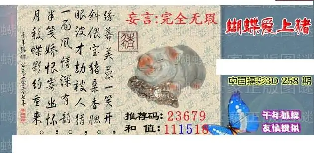 25258期: 3D蝴蝶世家蝴蝶彩图