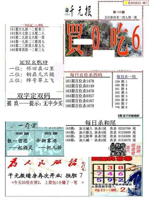 25166期: 福彩3D全套图版参考