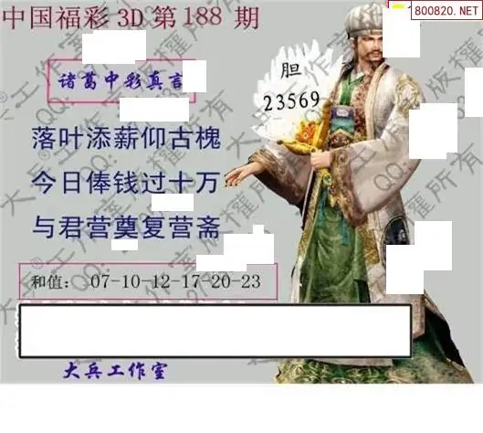 25188期: 大兵福彩3D黄金报图版