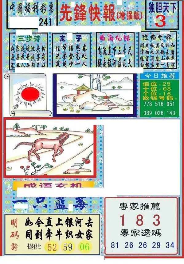25241期: 福彩3D丹东全图分析