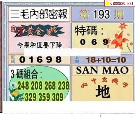 25193期: 三毛3D精品图谜