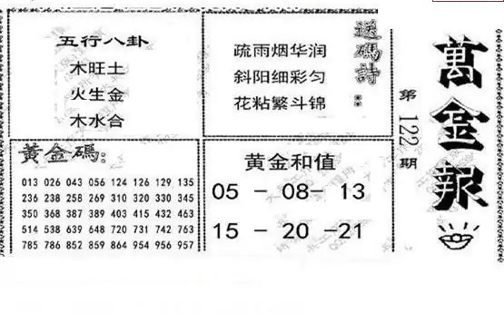 25122期: 大兵福彩3D黄金报图版