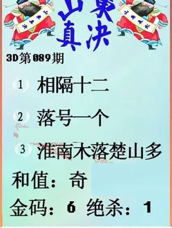 26089期: 福彩3D丹东全图分析