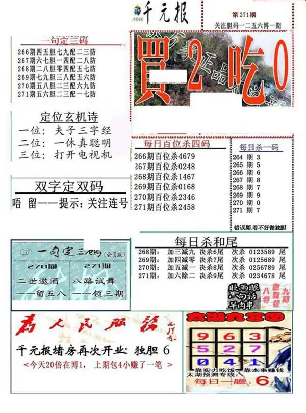 25271期: 福彩3D全套图版参考