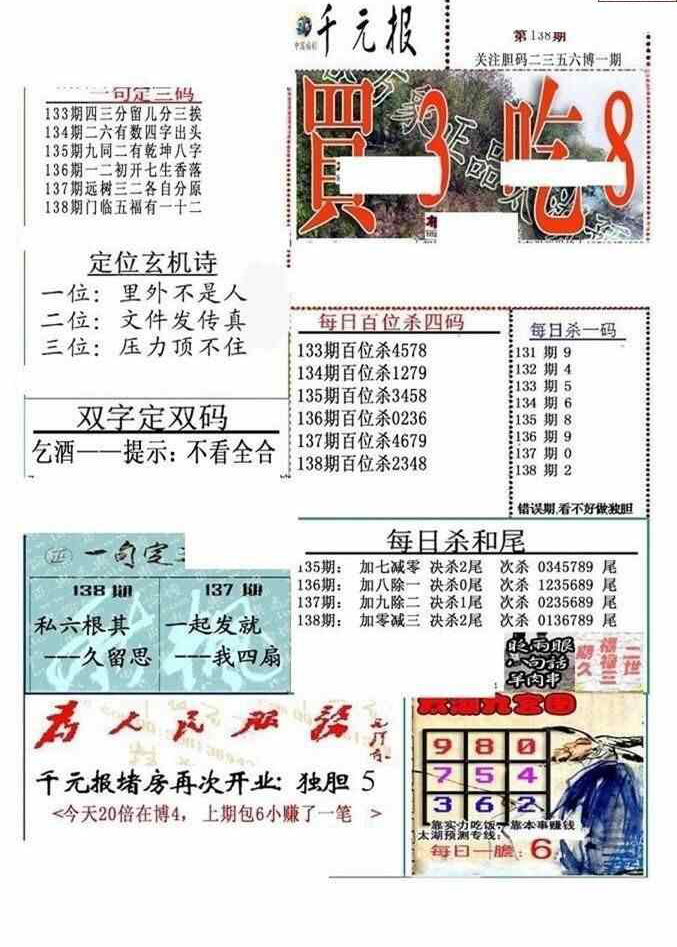 24138期: 福彩3D全套图版参考