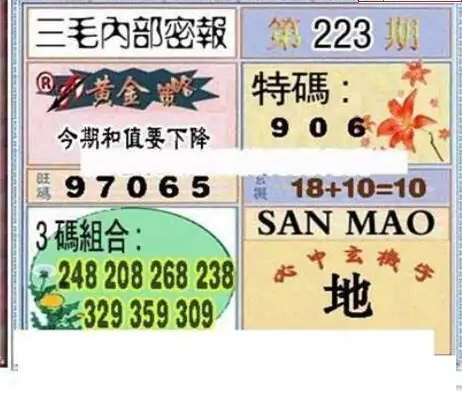 25223期: 三毛3D精品图谜