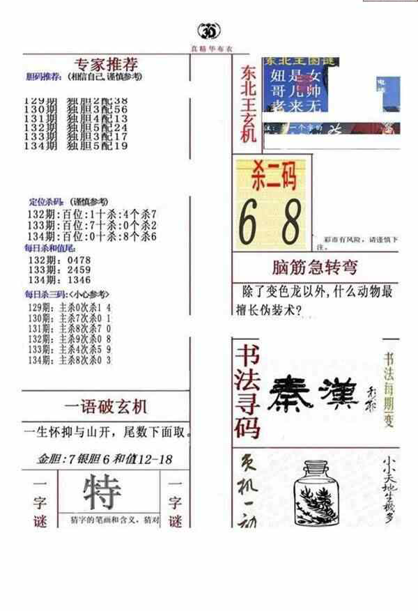 24134期: 福彩3D全套图版参考