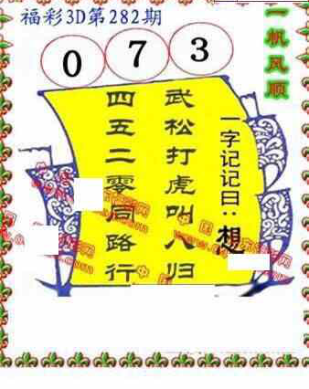 24282期: 福彩3D丹东全图分析