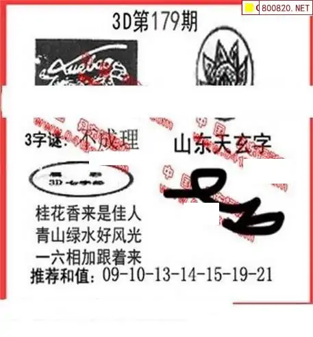 25179期: 福彩3D丹东全图分析