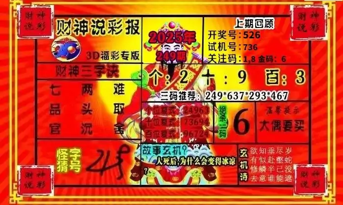 25249期: 财神说彩3D全套图版