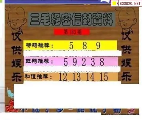 25183期: 三毛3D精品图谜