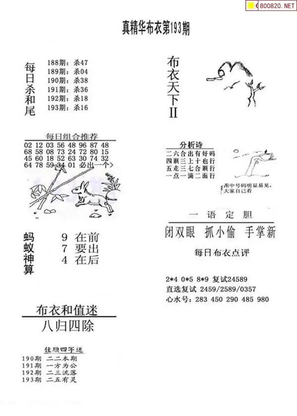 25193期: 福彩3D全套图版参考
