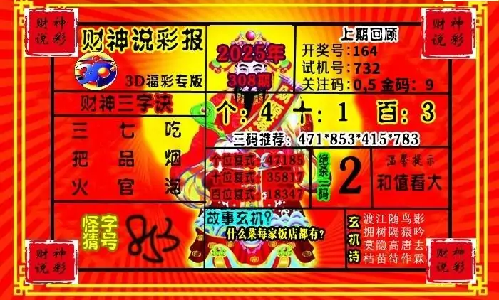 25308期: 财神说彩3D全套图版