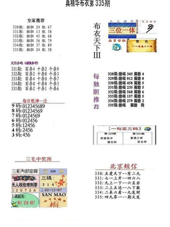 25335期: 福彩3D全套图版参考