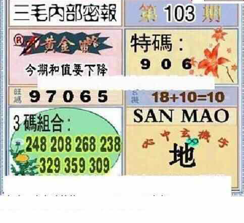 24103期: 三毛3D精品图谜