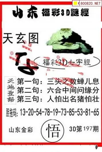 25197期: 福彩3D丹东全图分析