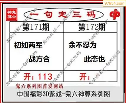 25172期: 福彩3D鬼六神算图