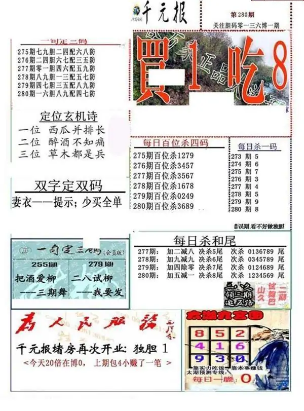 25280期: 福彩3D全套图版参考