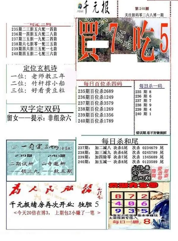 25240期: 福彩3D全套图版参考