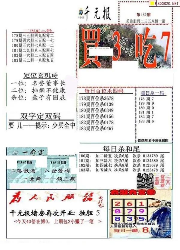 25183期: 福彩3D全套图版参考