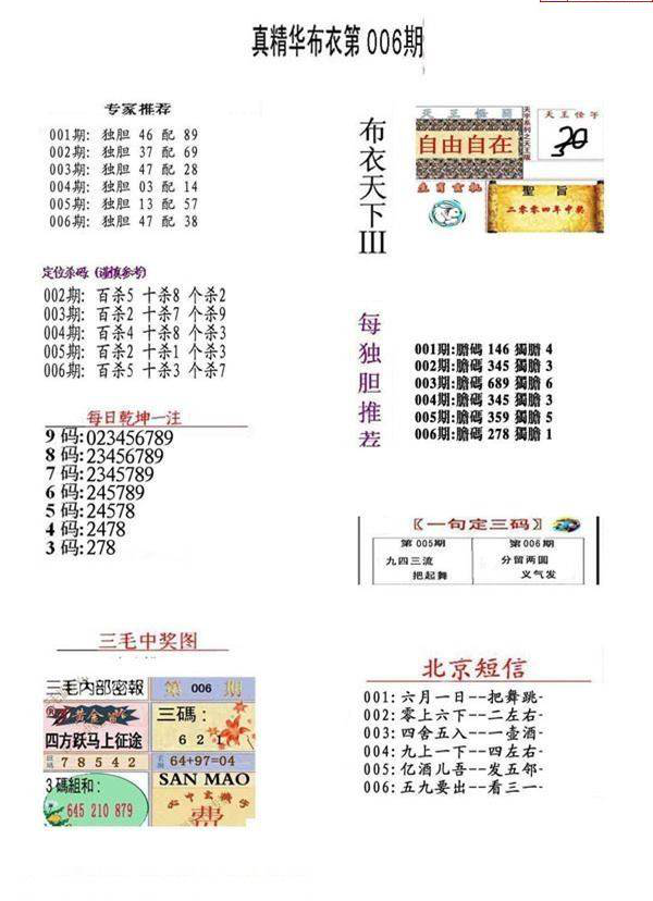 25006期: 福彩3D全套图版参考