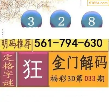 福彩3D26033期天中全套预测分析图
