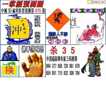 福彩3D 26075期佐罗图一掌经预测图