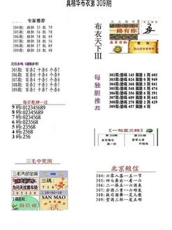 25309期: 福彩3D全套图版参考