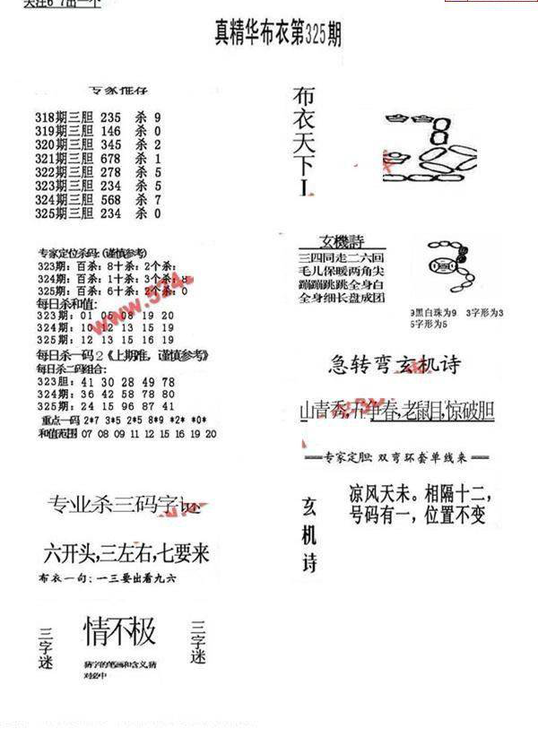 24325期: 福彩3D全套图版参考