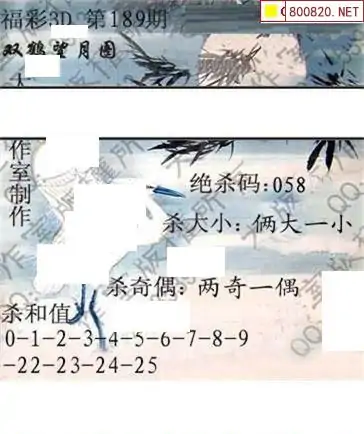 25189期: 大兵福彩3D黄金报图版