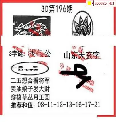 25196期: 福彩3D丹东全图分析