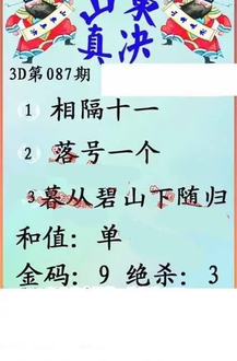 26087期: 福彩3D丹东全图分析