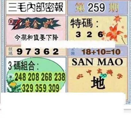 25259期: 三毛3D精品图谜