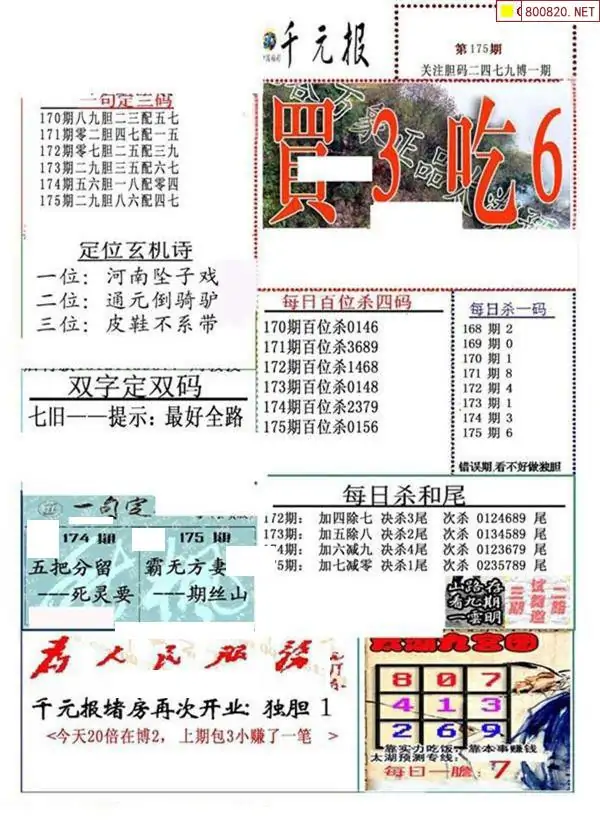 25175期: 福彩3D全套图版参考