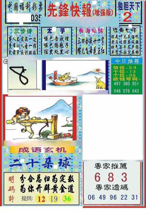 25035期: 福彩3D丹东全图分析