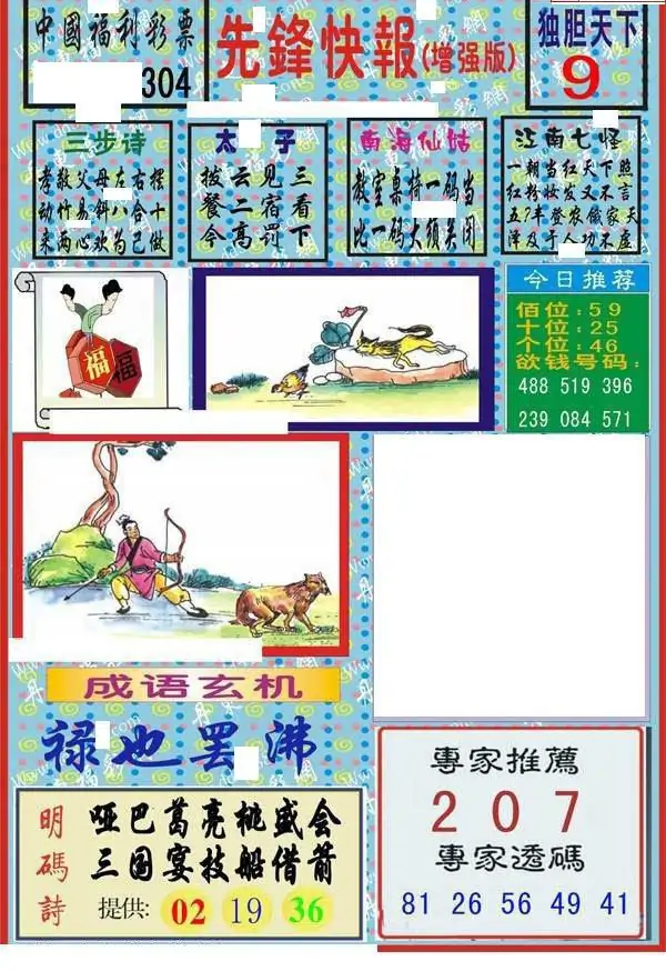 25304期: 福彩3D丹东全图分析