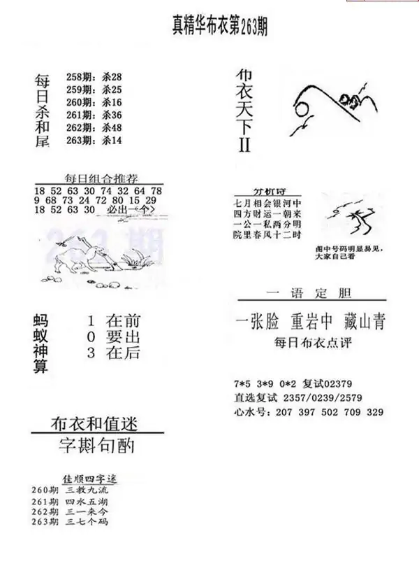 25263期: 福彩3D全套图版参考