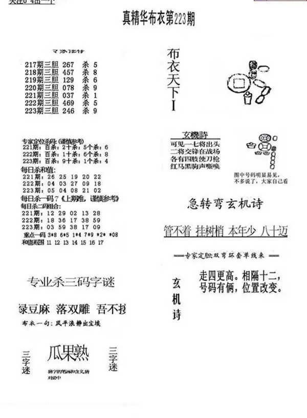 25223期: 福彩3D全套图版参考