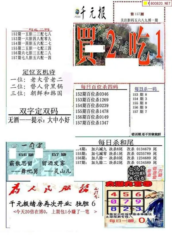 25157期: 福彩3D全套图版参考