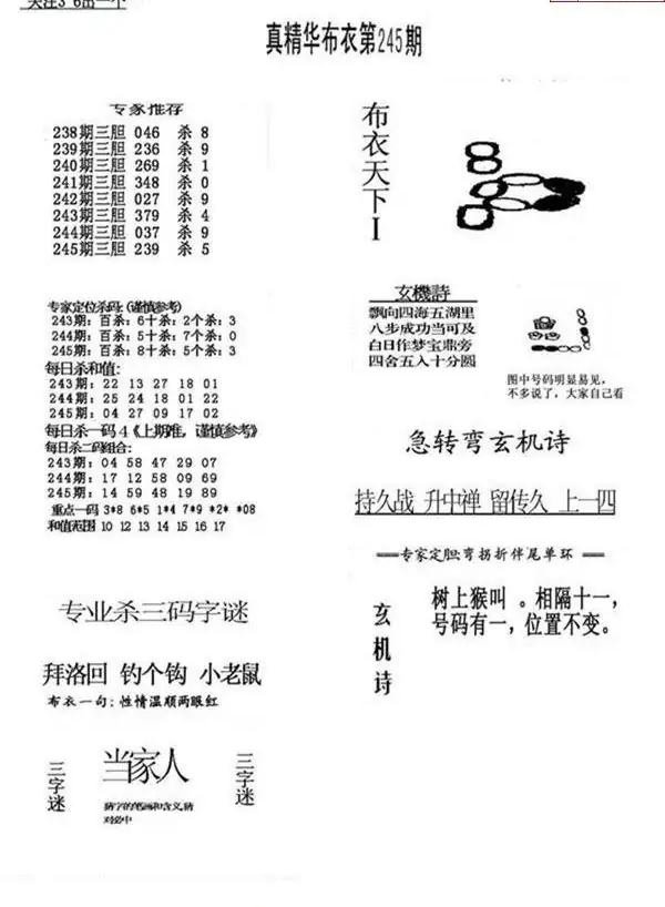 25245期: 福彩3D全套图版参考