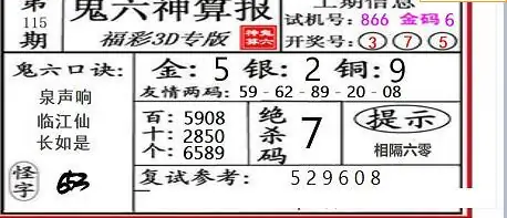 25115期: 福彩3D鬼六神算图