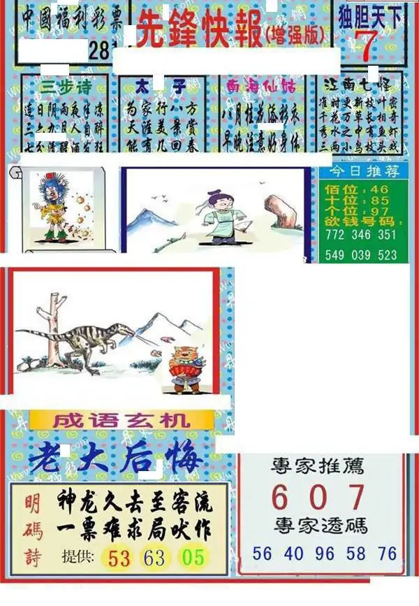 25281期: 福彩3D丹东全图分析