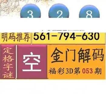 福彩3D26053期天中全套预测分析图