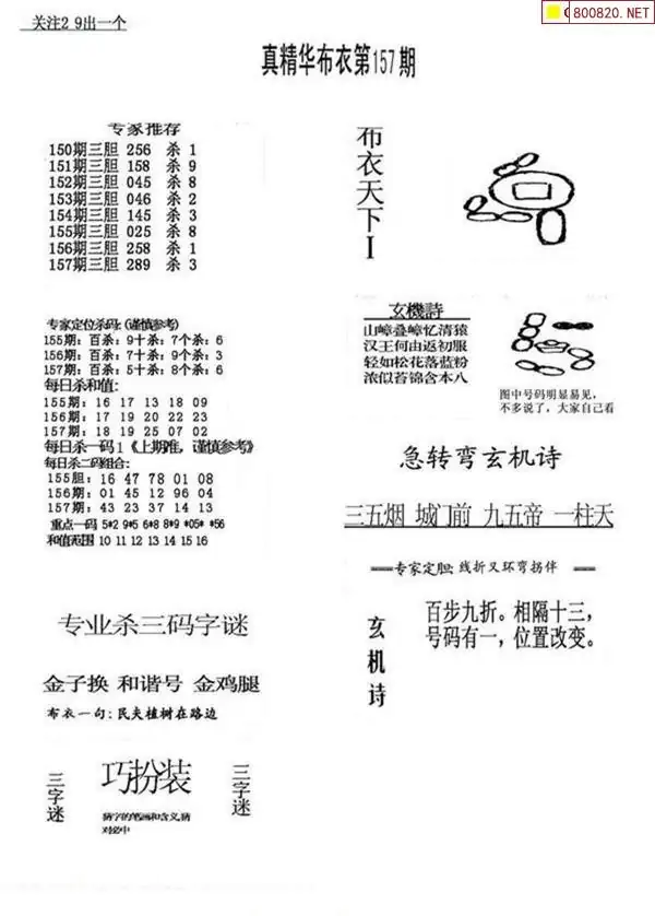 25157期: 福彩3D全套图版参考