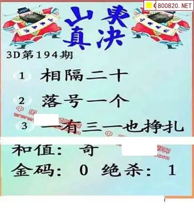 25194期: 福彩3D丹东全图分析